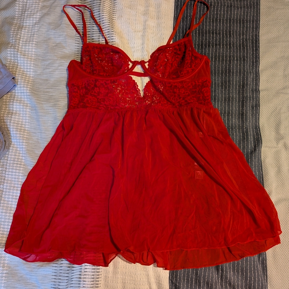 Adore Me Red Babydoll Top NWT